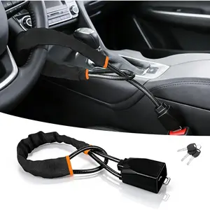 Car Steering Wheel Lock, Reliable Club Steering Wheel Lock Anti-Theft Device with 3 Keys, Max 17 Inch Length, s Most Vehicles, Trucks, SUVs, Vans, Golf Car Security Device - Black