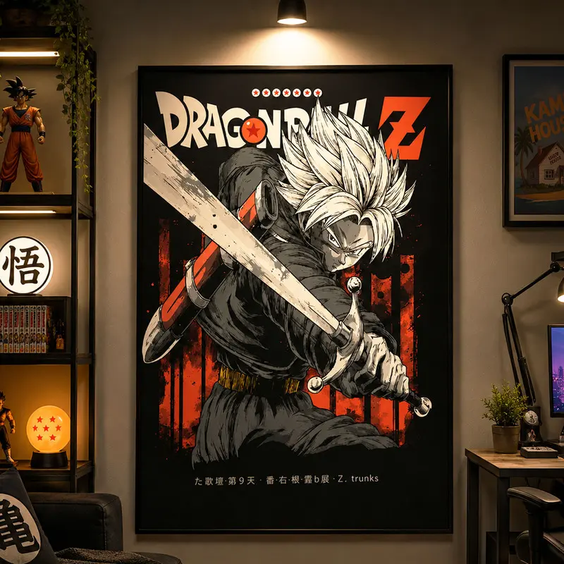 Trunks Sword Dragon Ball Z Wall Art, Vintage DBZ Anime Poster, Japanese Manga Print, Retro Anime Wall Decor, Otaku Gaming Room Decor, Collector Wall Art, Bedroom Gaming Room Decor, Anime Fan Gift, Artwork
