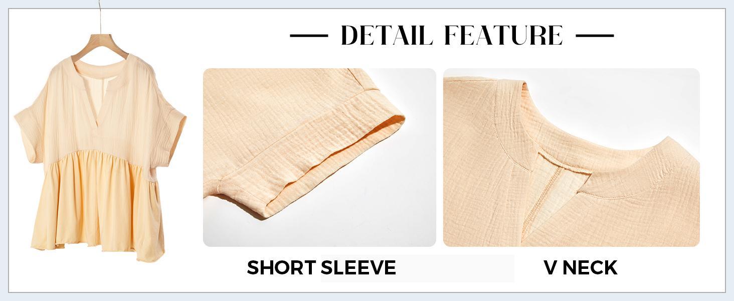 Imily Bela Womens Summer Babydoll Tops V Neck Short Sleeve Pleated Flowy Shirts Casual Loose Fit Peplum Blouse SpringStatements Imily Bela Womens Summer Babydoll Tops V Neck Short Sleeve Pleated Flowy Shirts Casual Loose Fit Peplum Blouse SpringStatements
