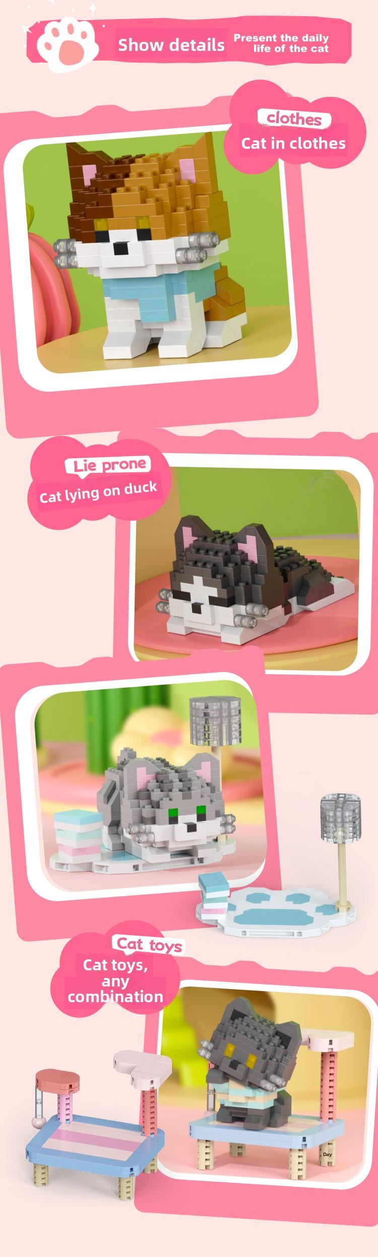 Cute Mini Particle Cat & Dog Building Blocks, Fun for Kids & Adults, Decor & Gift Idea, Perfect Time Killer,6PCS Cartoon Cat & Dog Pet Figures Building Blocks Set,Cute Cat Dog Micro Building Blocks Animal Model Kit for Kids Adults