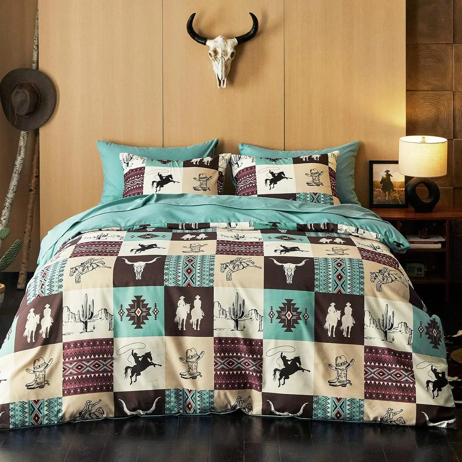 - Comforter Set with Sheets, Southwestern Aztec Ranch Style, 7 Pieces Bed in a Bag, Turquoise Taupe, Queen Size| Aztec Print, Southwestern Style, Soft Lightweight Bed in a Bag, 7 Pieces