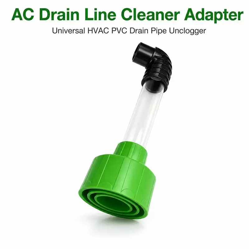 AC Drain Line Cleaner Adapter, Evacuates & Unclogs AC Drain Lines, HVAC to PVC Universal Fit Unclogger Tool, Clear Visibility Fitting