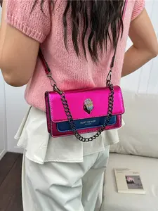 Elegant Chain Small Square Bag for Women, 2026 New Arrival, Refined Chain Shoulder Crossbody Bag, High-End Colorblock Messenger Bag