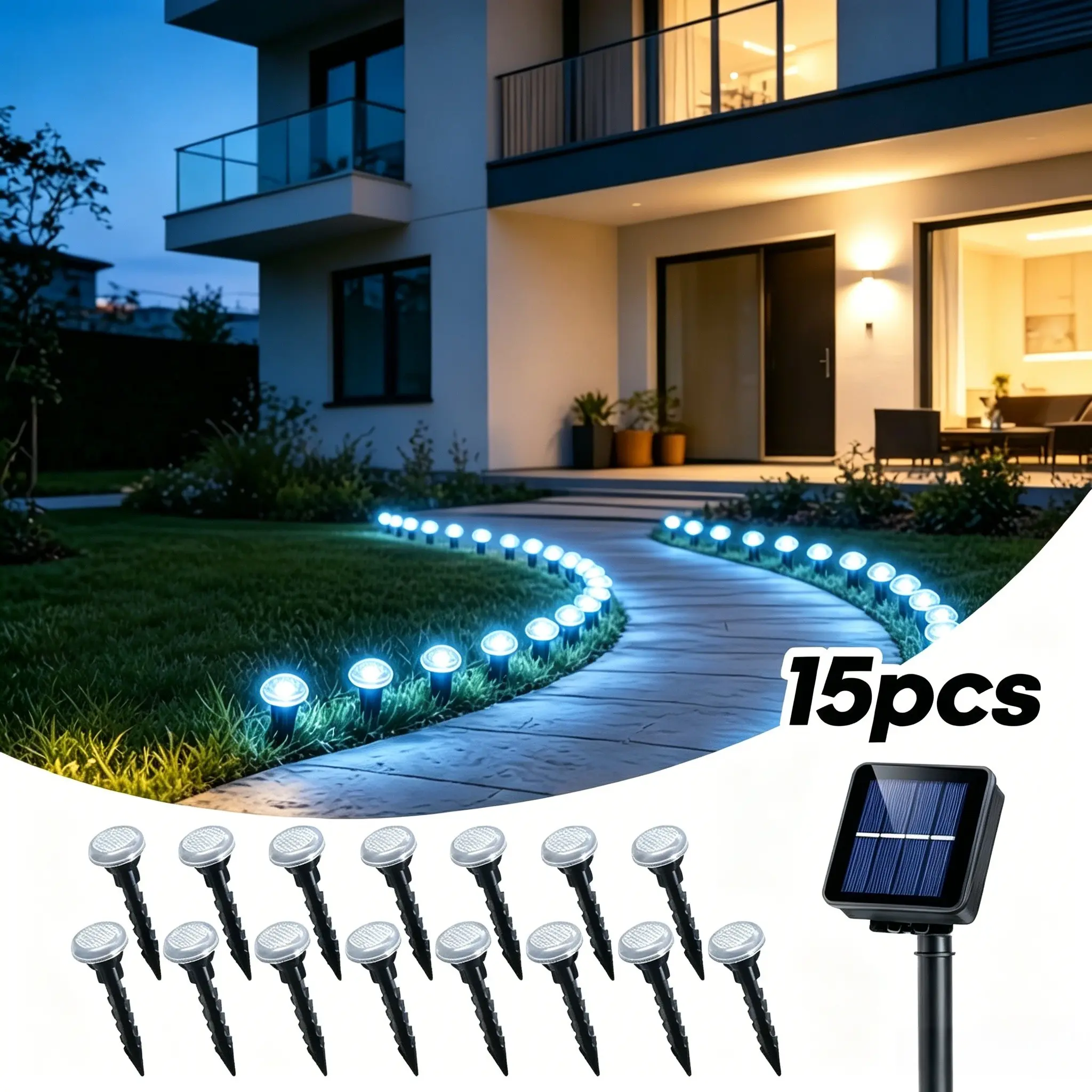 15pcs Solar Bury Light Ip44 Outdoor Solar Street Lamp, Ideal for Courtyard, Garden, Pathway, Sidewalk, Solar Landscape Lighting, Outdoor Lights