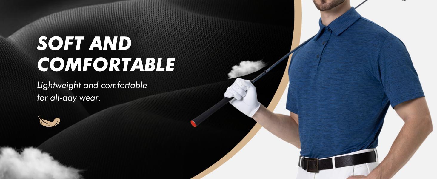 Polo Shirts for Men - Quick Dry Moisture Wicking Black Short Sleeve Performance Golf T Shirts for Casual Work Athletic