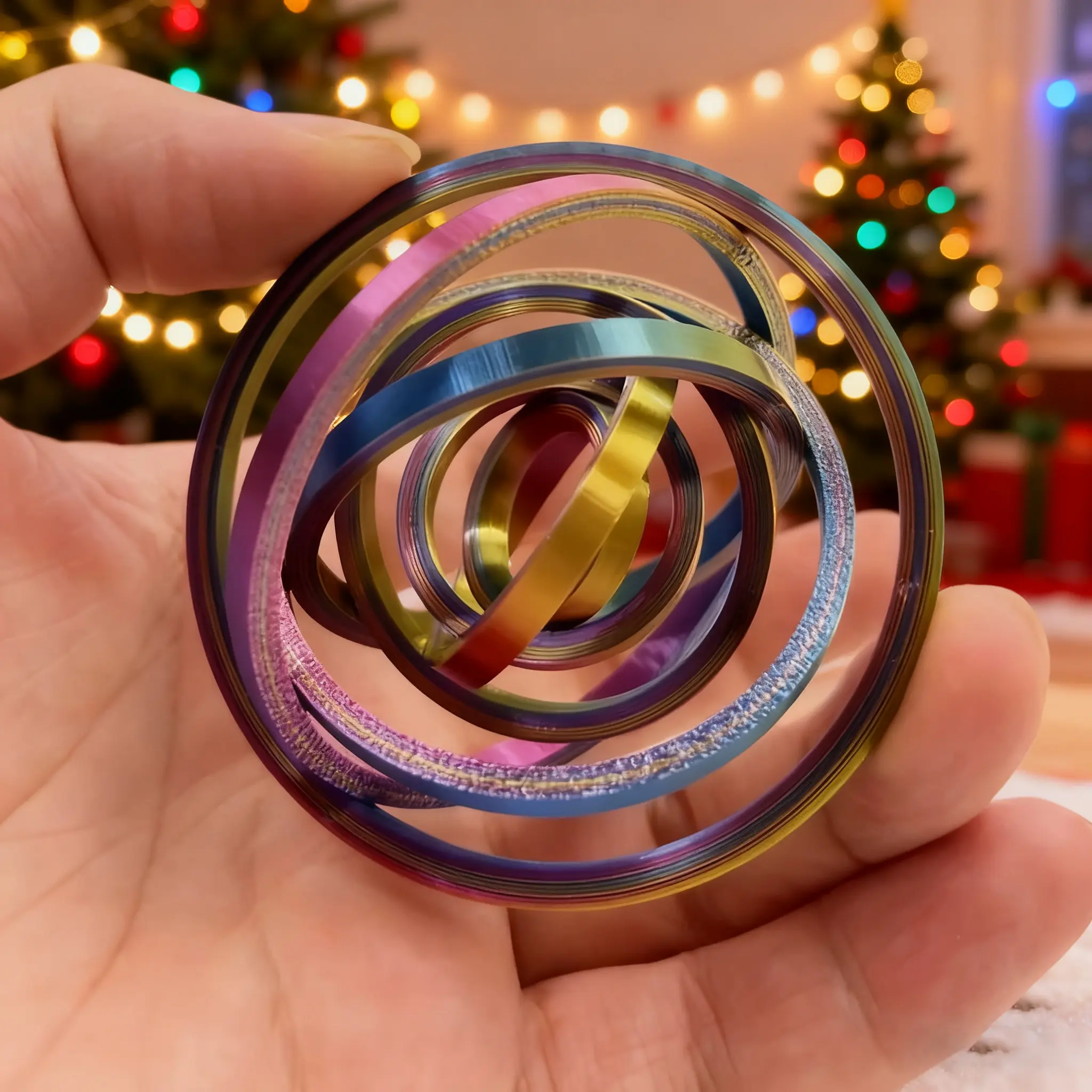 Rotating Ring Physics Gyroscope 🌀🎁 - Simple Fun Multi-Color Fidget Toy, Interactive Spinning Prop for Adults’ Leisure/Parties, Stress Relief, Ideal Halloween/Birthday/Christmas/New Year Gift, Black Friday Deal