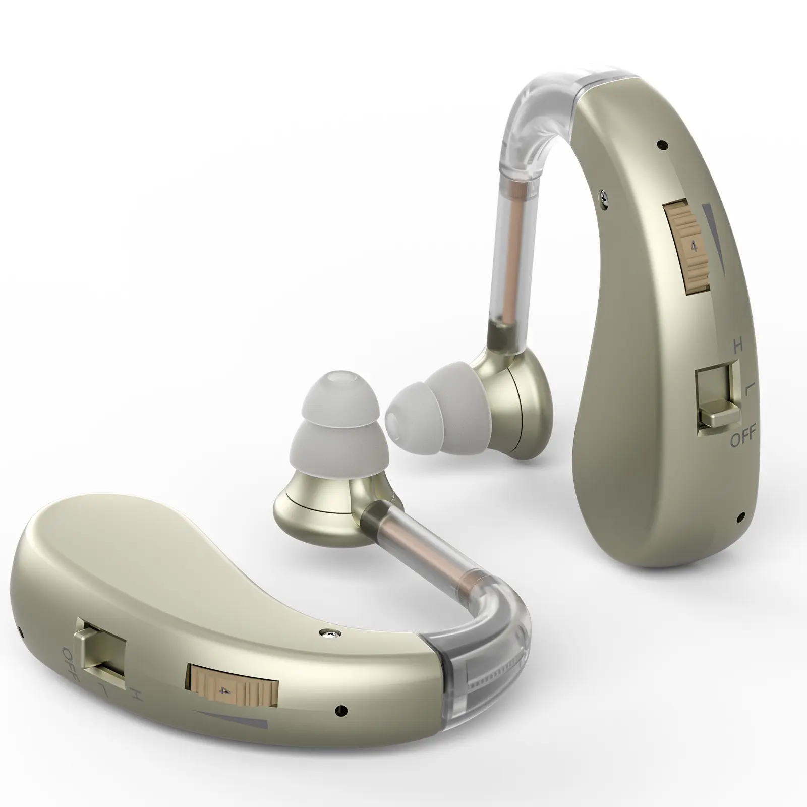 Dual Pair OTC Hearing Aids For Seniors Rechargeable BTE Noise Reduction Self Adjust  Hearing Aid For TV Watching Daily Conversation Without Prescription