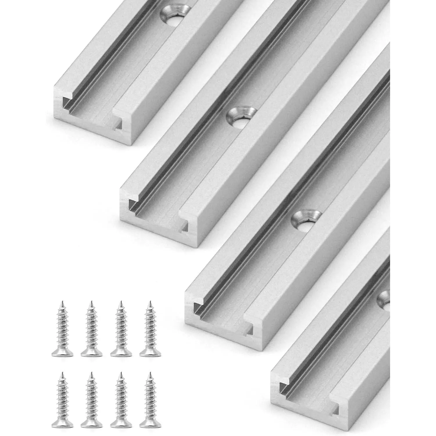 12" T-Track, 4 Pack  Double Track with Mounting Holes for Woodworking