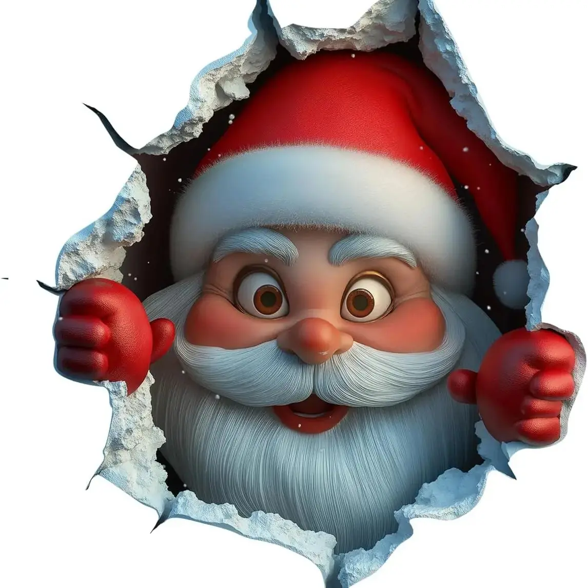 Christmas Santa Face Wall Sticker, Smooth 3D Illusion Shape Peel-Off, Easy Removable, Perfect Holiday Gift, Unique Home Decor