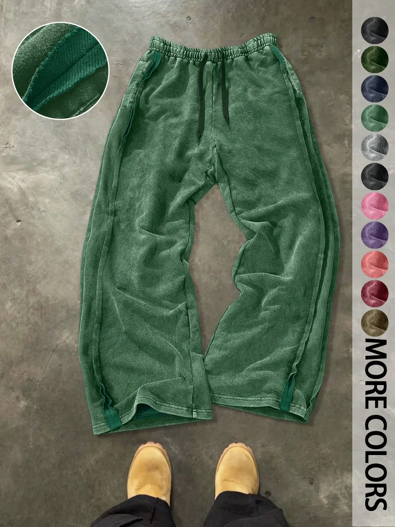 American Style Autumn Winter Casual Loose Long Pants, Fleece Lining Drawstring Design, Comfortable Breathable Warm Home Wear, Trendy Outdoor Fashion