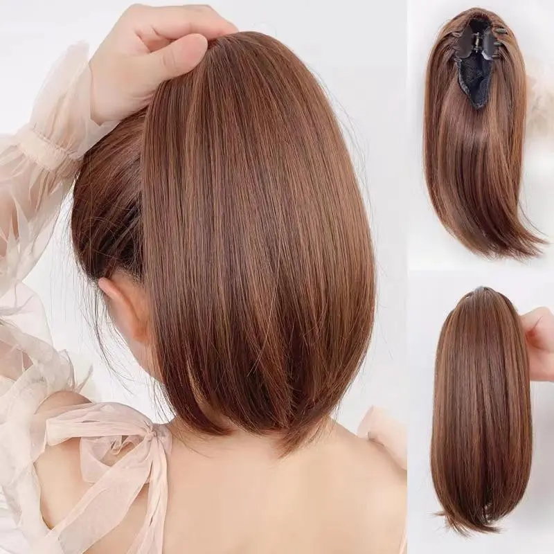 Women's Clip-On Ponytail Wig, 25cm Thick Long Wavy Hair, Inner Clamp High Ponytail, Realistic Smooth Synthetic Fiber