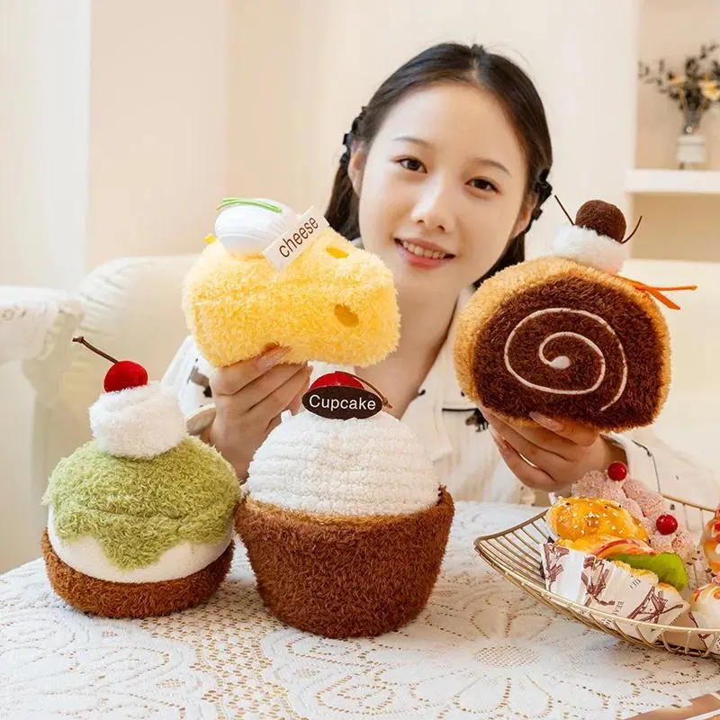 New Cake Coffee Plush Toys Simulation Cheese Sandwich Stuffed Doll Creative Chocolate Cake Cookie Plush Decorations Girls Gifts