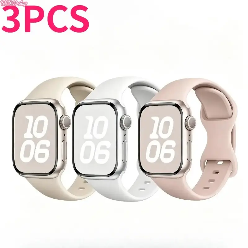 2026-3PCS 2026 Fashion New Colorway Watch Strap, Soft Flexible Figure-8 Buckle Silicone Band Compatible With Apple Watch Series 6-8 And SE (Strap Only)