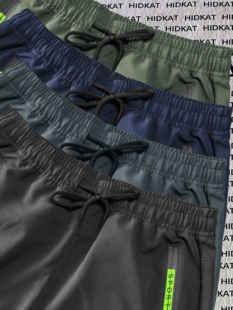 4pcs Women'S Spring/Autumn Cargo Pants | Fashion Large Pocket Design with Drawstring Elastic Waist, Casual Outdoor/Daily Wear Long Pants, Solid Color, Regular Fit by HIDKAT