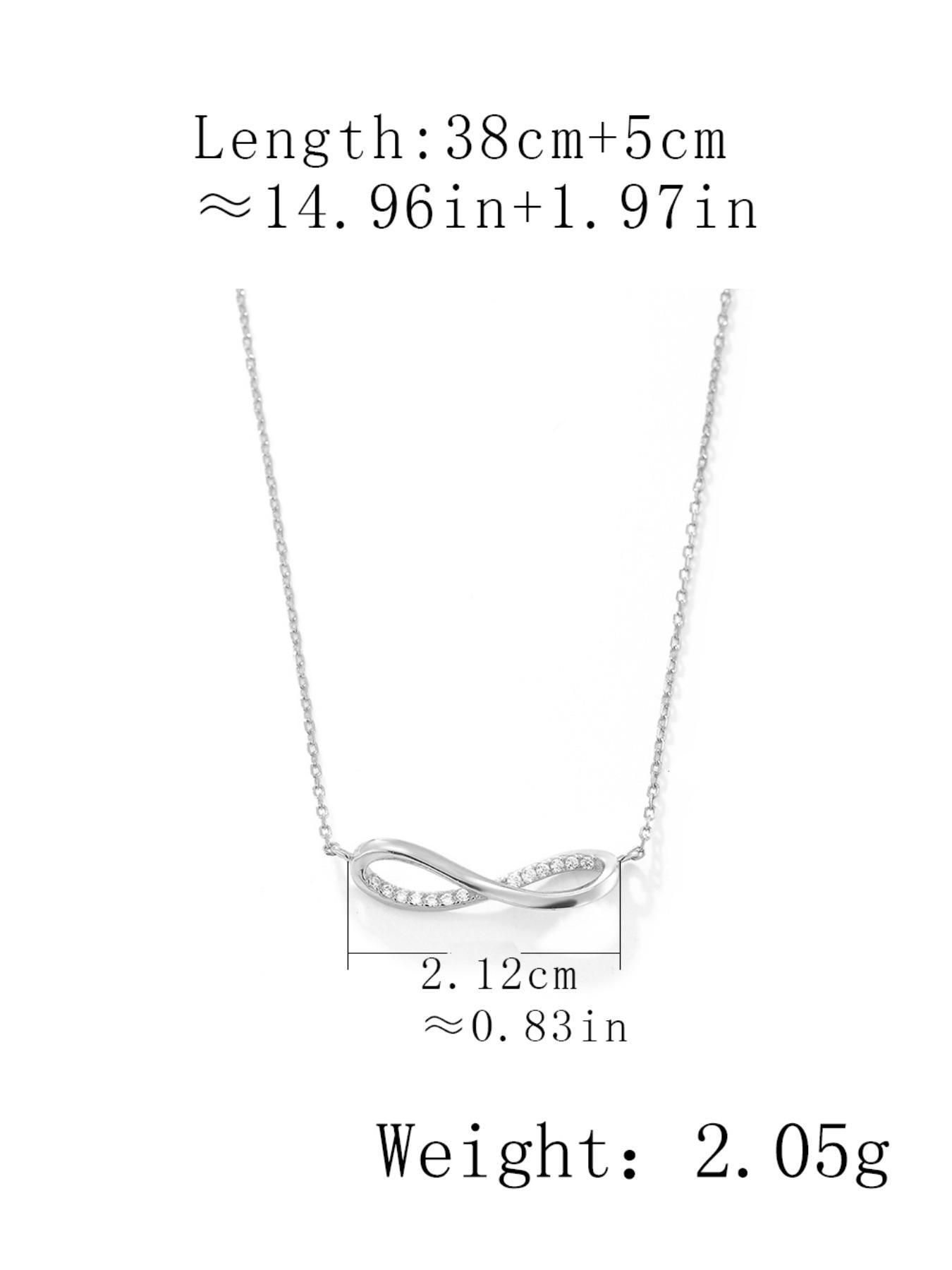 S925 Sterling Silver Infinity Symbol Design Pendant Necklace, Artificial Zircon Decor Necklace for Women & Girls, Trendy All-match & Exquisite Jewelry for Birthday Gift