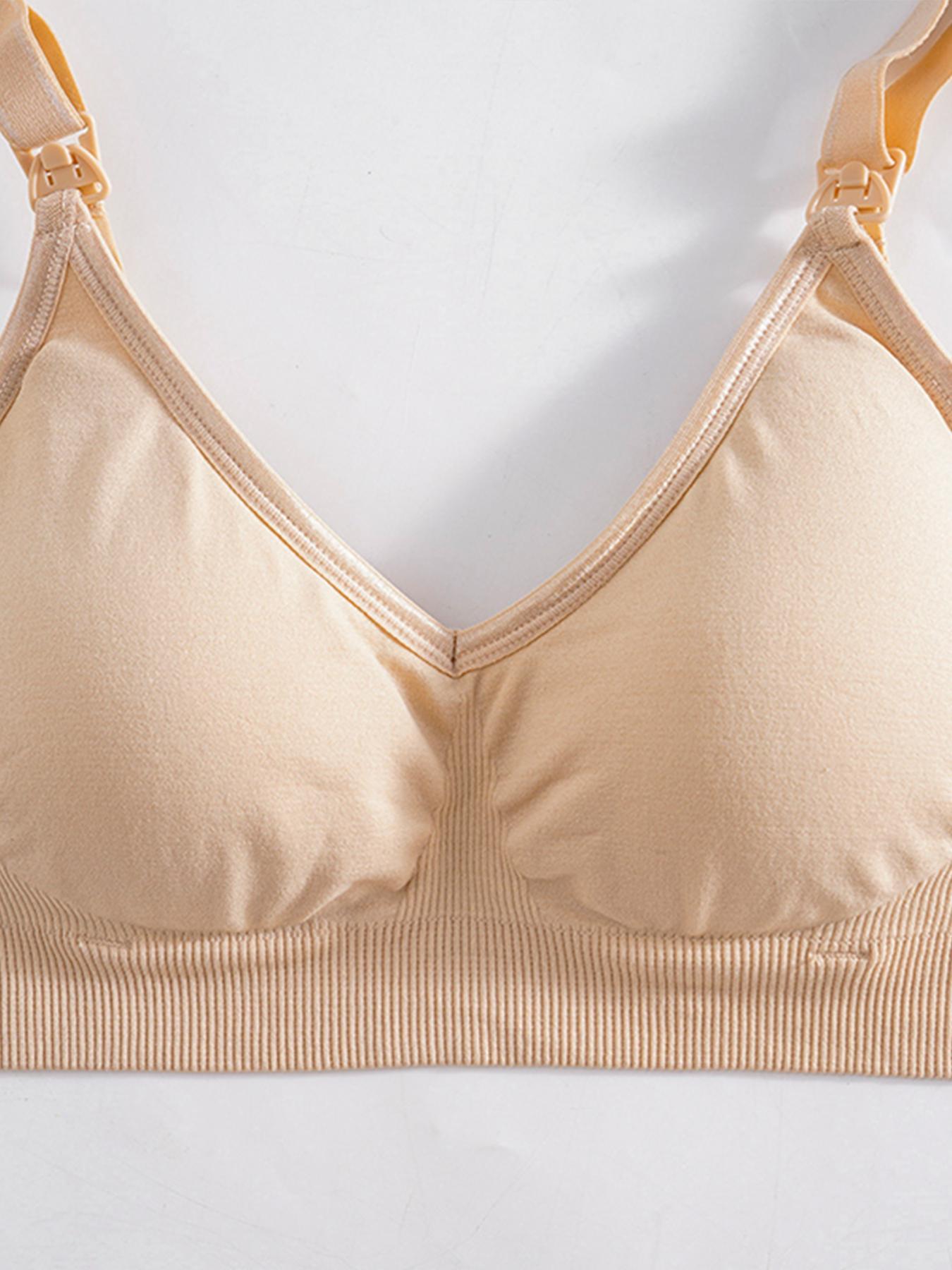 Women's Solid Color Breastfeeding Bra, Breathable Comfortable Double Layer Nursing Bra, Maternity Bra for All Seasons