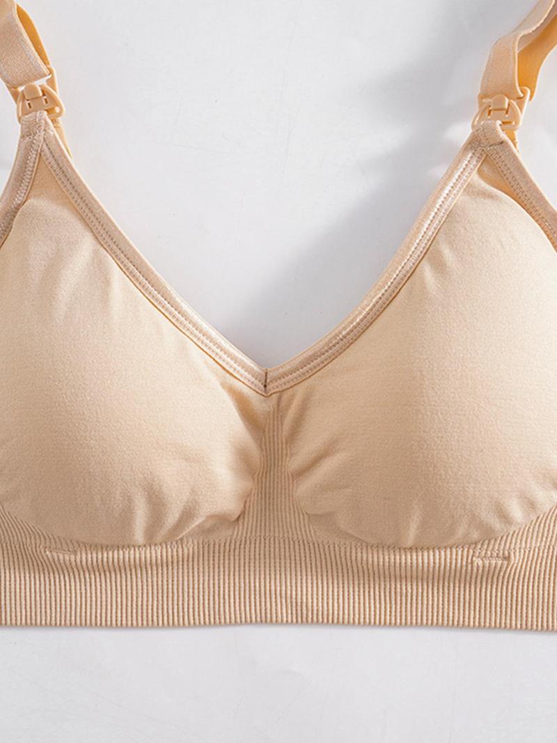 Women's Solid Color Breastfeeding Bra, Breathable Comfortable Double Layer Nursing Bra, Maternity Bra for All Seasons