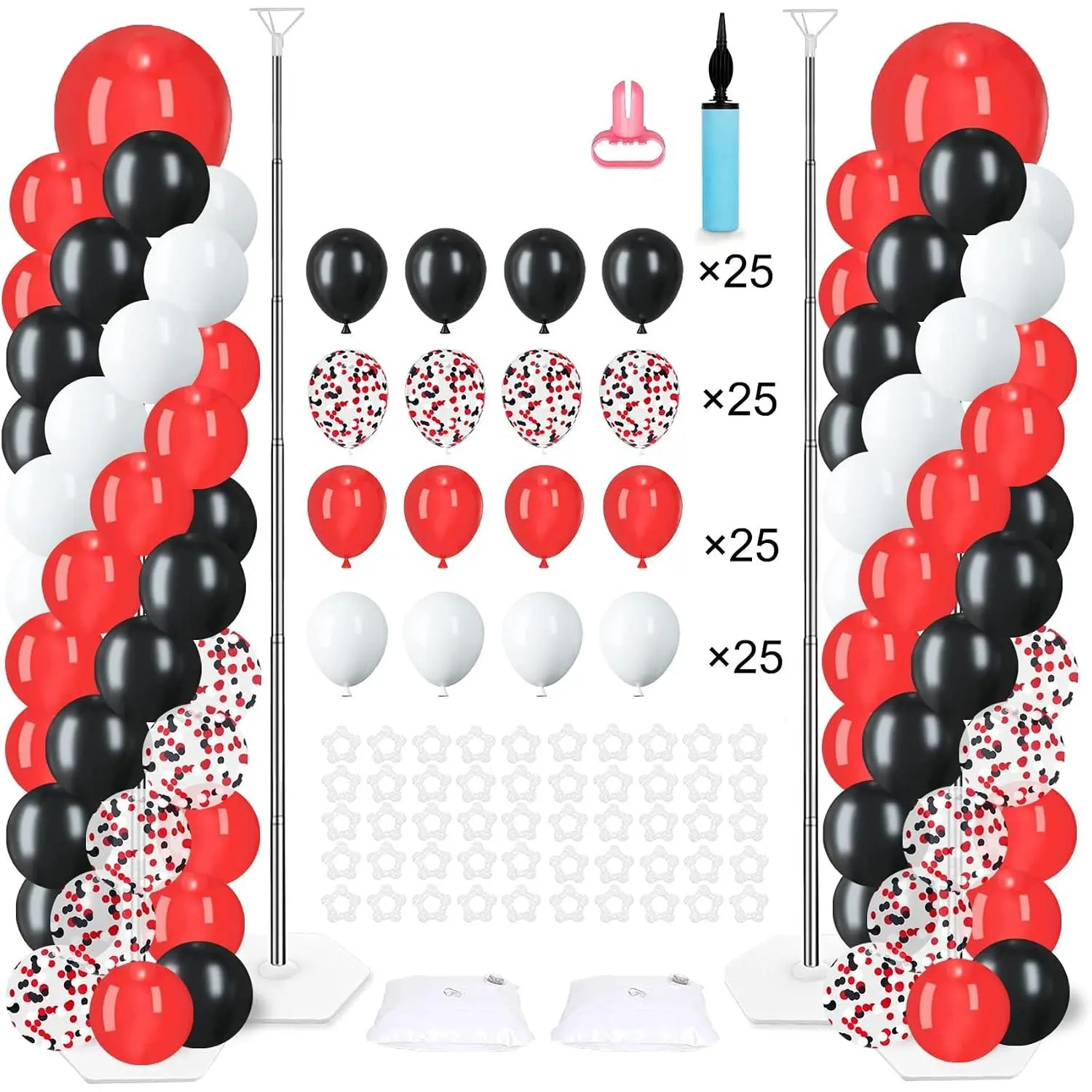 Synthetic Balloon Column Stand Kit - 2 Kits with Adjustable Base, Column Shape, Multi-Size Design, Includes Stands & 100 Balloons for Party Decor, Event Setup