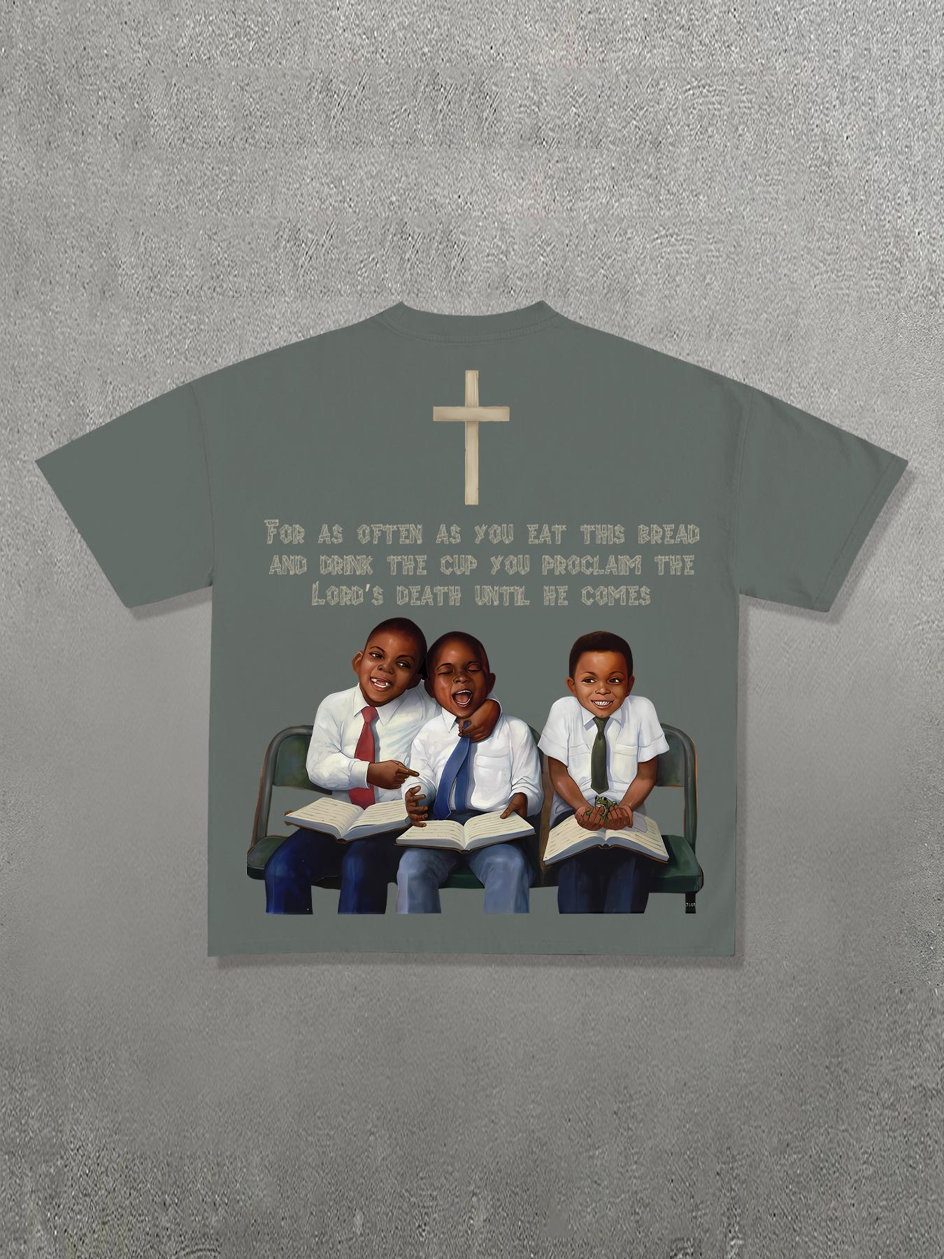 Men's Regular Fit Girl & Letter Print Round Neck Tee, Casual Short Sleeve Crew Neck T-shirt for Summer, Men's Top for Daily Wear, Casual Style Tee