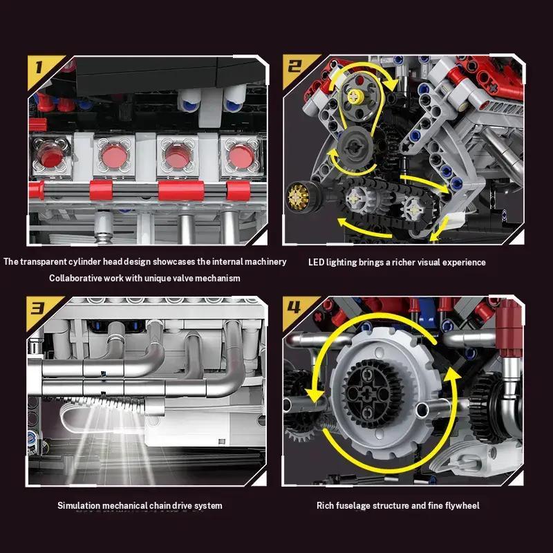 700cpsv8 Engine Building Kit with Motor, Programmable and Smartphone Remote Control, Includes Lighting Effects for Ages 14+, Ideal for Creative Display, Building Set, Stem Building Blocks
