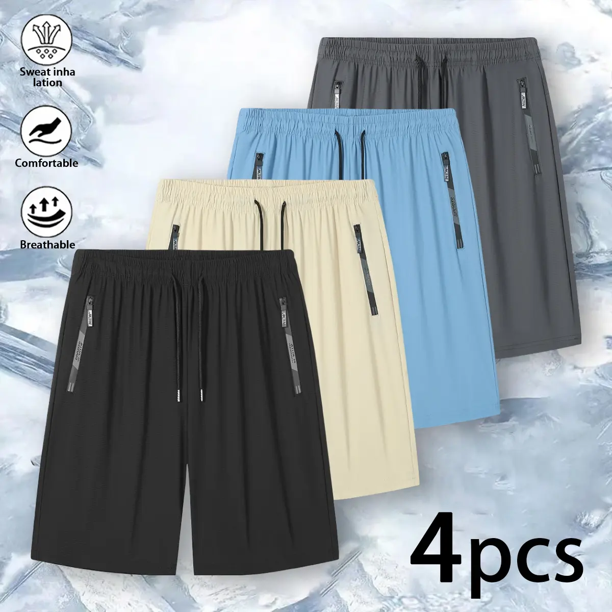 Men casual sports shorts mesh breathable quick dry knee length short pants multiple color options zipper side pocket drawstring waist loose fit sweat shorts for summer outdoor jogging daily home beach wear for guys