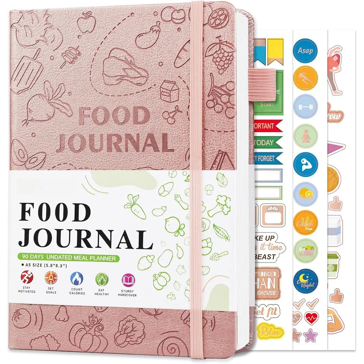 Journal for Women  & Fitness - Meal Planner & Calorie Counter Book | A5  Diary for Gym, Yoga &  Eating | 90D Undated  Nutrition Journal for Women & Men Workout,