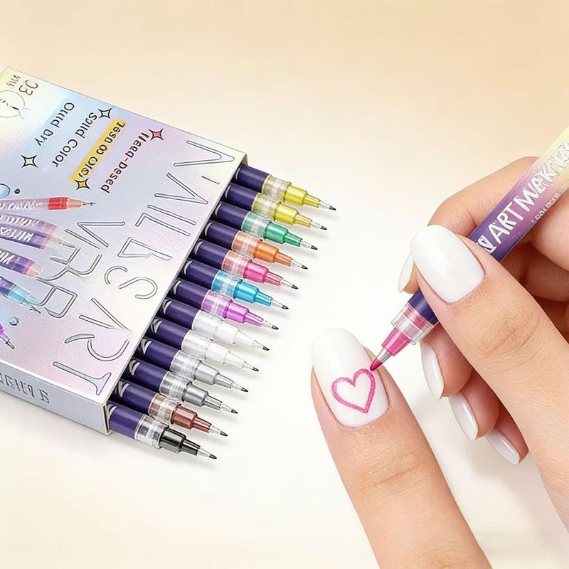 12-Color Nail Art Pen Set - Quick-Drying Acrylic Markers with 0.5mm Ultra-Fine Tip for Precision Line Work & Detailed Nail Art - Highly Pigmented DIY Manicure Kit for Creating 3D Doodles, Flowers & Abstract Designs 12-Color Nail Art Pen Set - Quick-Drying Acrylic Markers with 0.5mm Ultra-Fine Tip for Precision Line Work & Detailed Nail Art - Highly Pigmented DIY Manicure Kit for Creating 3D Doodles, Flowers & Abstract Designs