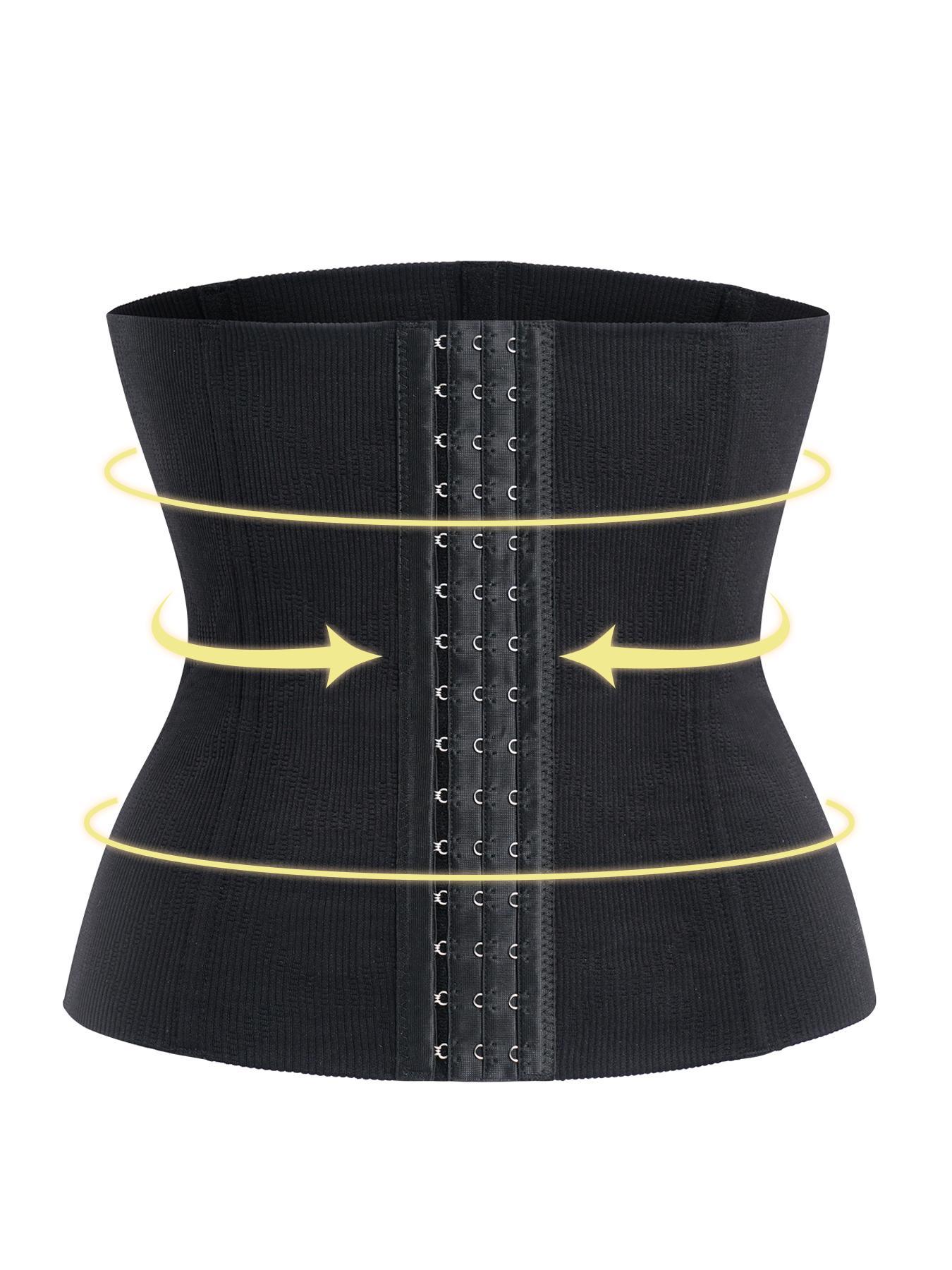 Women's Solid Color Hook And Eye Waist Trainer, High Stretch Seamless Double Layer Waist Cincher, Body Shaper for Women