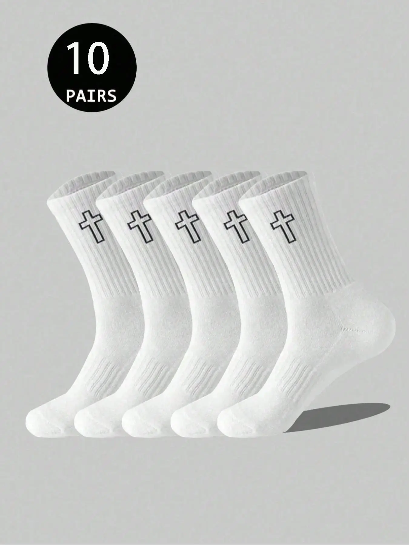 Men's Mid-Calf Crew Socks, Breathable Sweat-Wicking, Odor-Resistant, All-Season Casual Wear, & Options, 10 Pairs Pack, Casual Comfy Socks