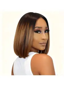 New Fashion Women's 10-Inch Center Part Bob Wig, to Gradient, Natural Look, Suitable for Daily Wear and Parties