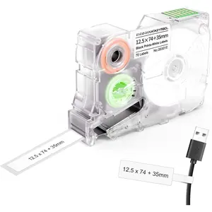 G15M Series  Thermal Transfer Labels, 0.49'' x 2.9'' + 1.38'', 70 Labels/Roll, , High Temperature Resistant & Non-Fading Labels for Outdoors & Indoor, Black  White