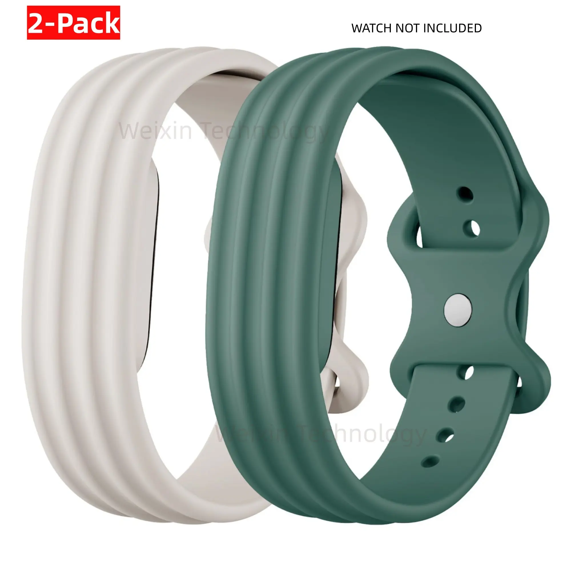 [2-piece set] Silicone sports wristband suitable for Google Fitbit Air screenless sports tracker soft perforated replacement strap waterproof wristband, adjustable fitness tracker strap