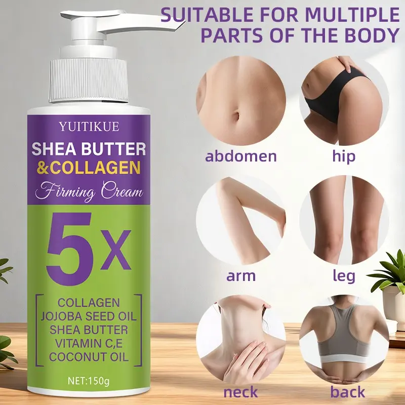 Yuitikue Shea Butter Collagen Firming Cream, 5-Step Nourishing Moisturizing Body Lotion, Full Body Skin Care, 150g