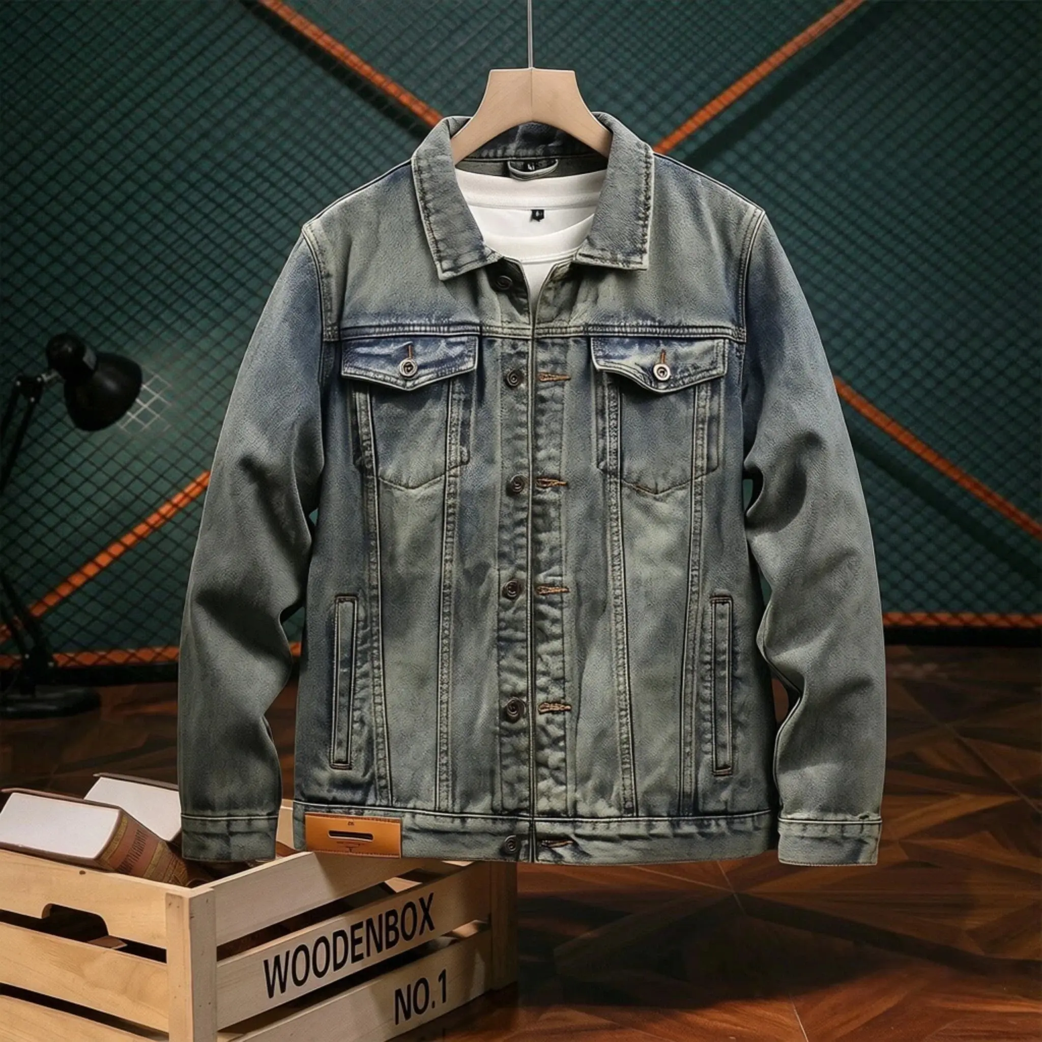 Men's High Cotton Vintage Faded Washed Denim Trucker Jacket, Retro Distressed Relaxed Fit Button Jean Coat with Multiple Pockets, Casual Everyday Streetwear Denim Jacket for Men