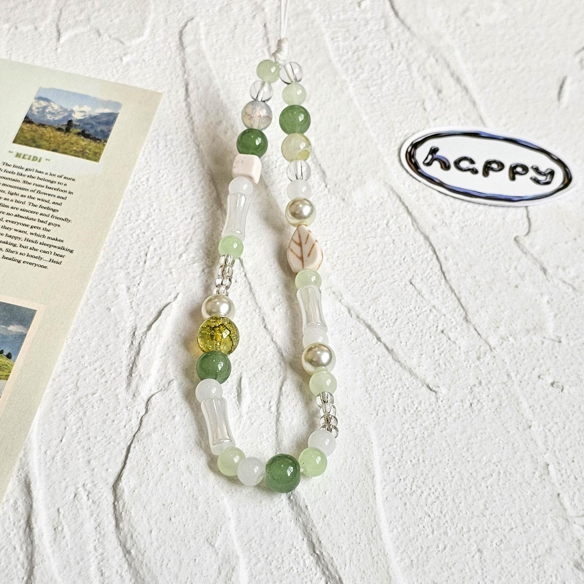 Original Chinese Style Teal Green Phone Chain Strap Charm Cute Lanyard Keychain Mobile Phone Lanyard for Airpods Case Keycord