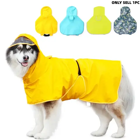 Adjustable Reflective Dog Raincoat, Waterproof Pet Raincoat with Traction Hole, Pet Outdoor Adventure Safety Vest, Lightweight Dog Raincoat for Small Medium Large Dogs, Clothing, Waterproof Puppy Poncho
