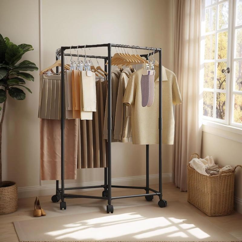 360 °   Rotatable Clothes Drying Rack, Space-Saving, Detachable And Portable, Suitable For Bedrooms, Balconies, And Dormitories, High-Capacity Metal Clothes Rack