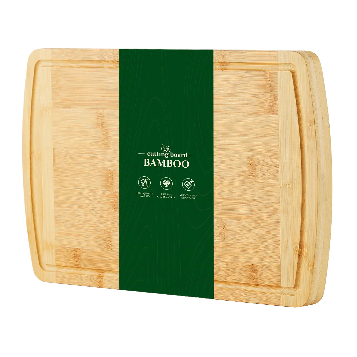 16" Wood Butcher Block Cutting Board with Deep Juice Groove and Built-In Handle, 1" Thick Durable Charcuterie Board for Kitchen & Serving