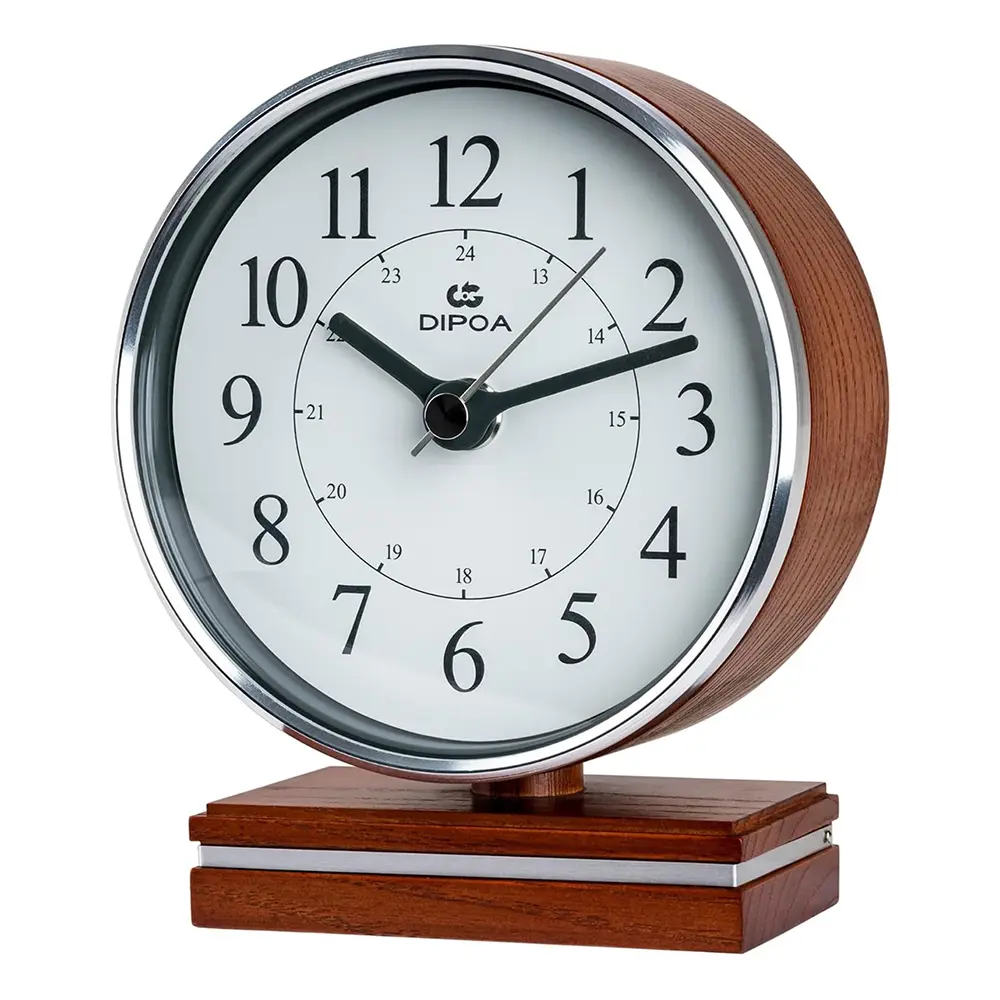 Solid Alder Wood Desk Clock, Silent Non-Ticking Quartz Movement, Minimalist Lightweight Tabletop Clock for Office, Bedside, Nightstand, Battery Operated, Natural Finish Mantel Clock,Easy to Read Decor for Living Room, Shelf or Table, Home Decor Gift