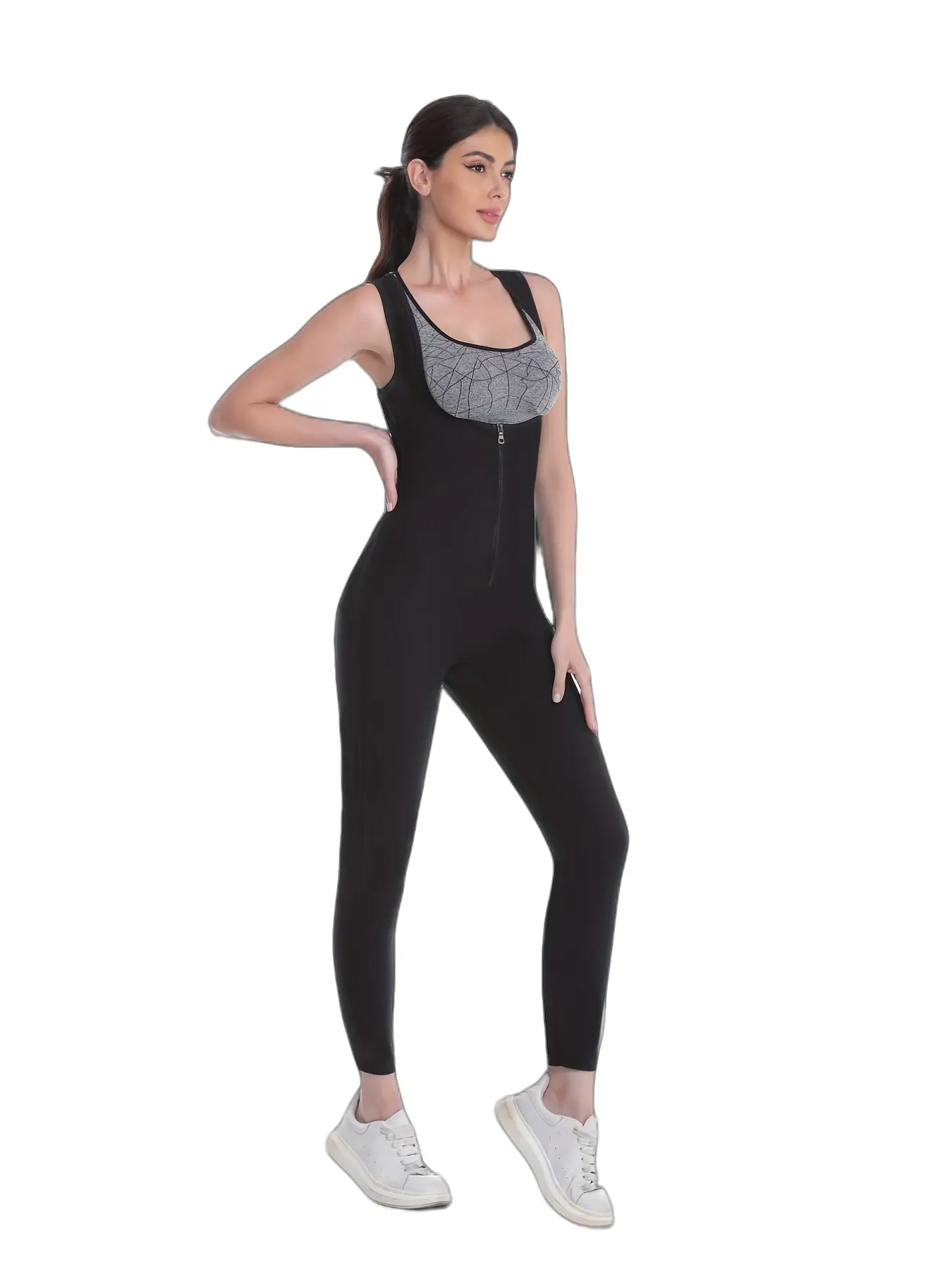 Women's Tummy Control Full Body Shaper 2026 New Arrival Heat Retaining Silver Inner Layer Front Zipper Shapewear Stretchy Non See Through Sleeveless Activewear for Yoga Gym Daily Wear