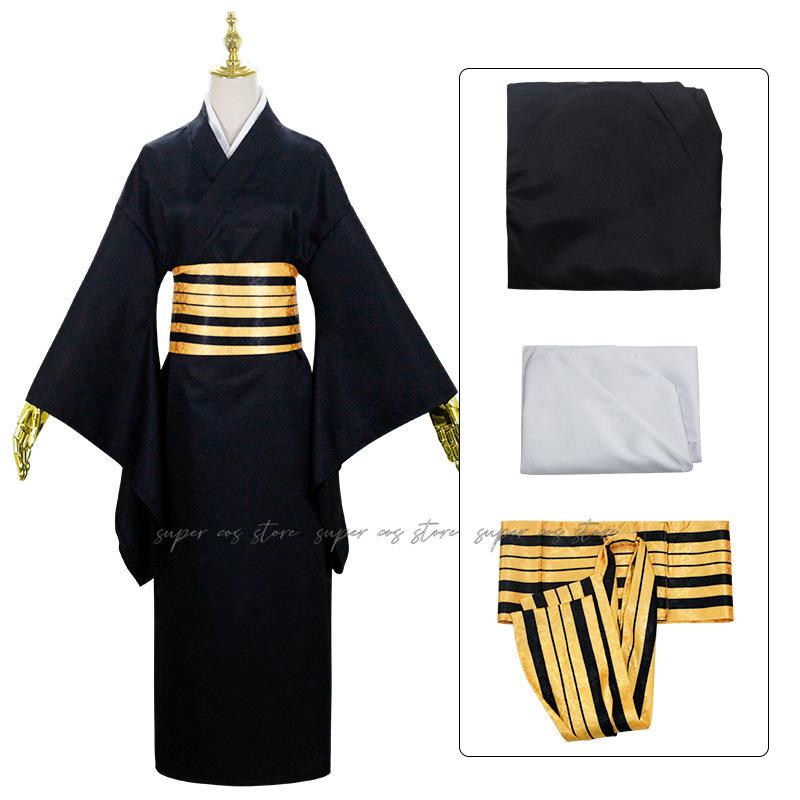 Anime Demonn  Slayer: Kimetsu No Yaiba Akaza Cosplay Costume Tops Pants Vest Wig for Men Boys Halloween Party Role-playing Props