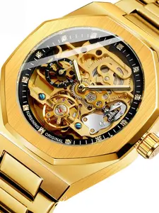 Men's Fashion High-End Automatic Mechanical Watch, Perfect Gift for Holidays, Stylish Color Block, Ideal for Boyfriend and Father
