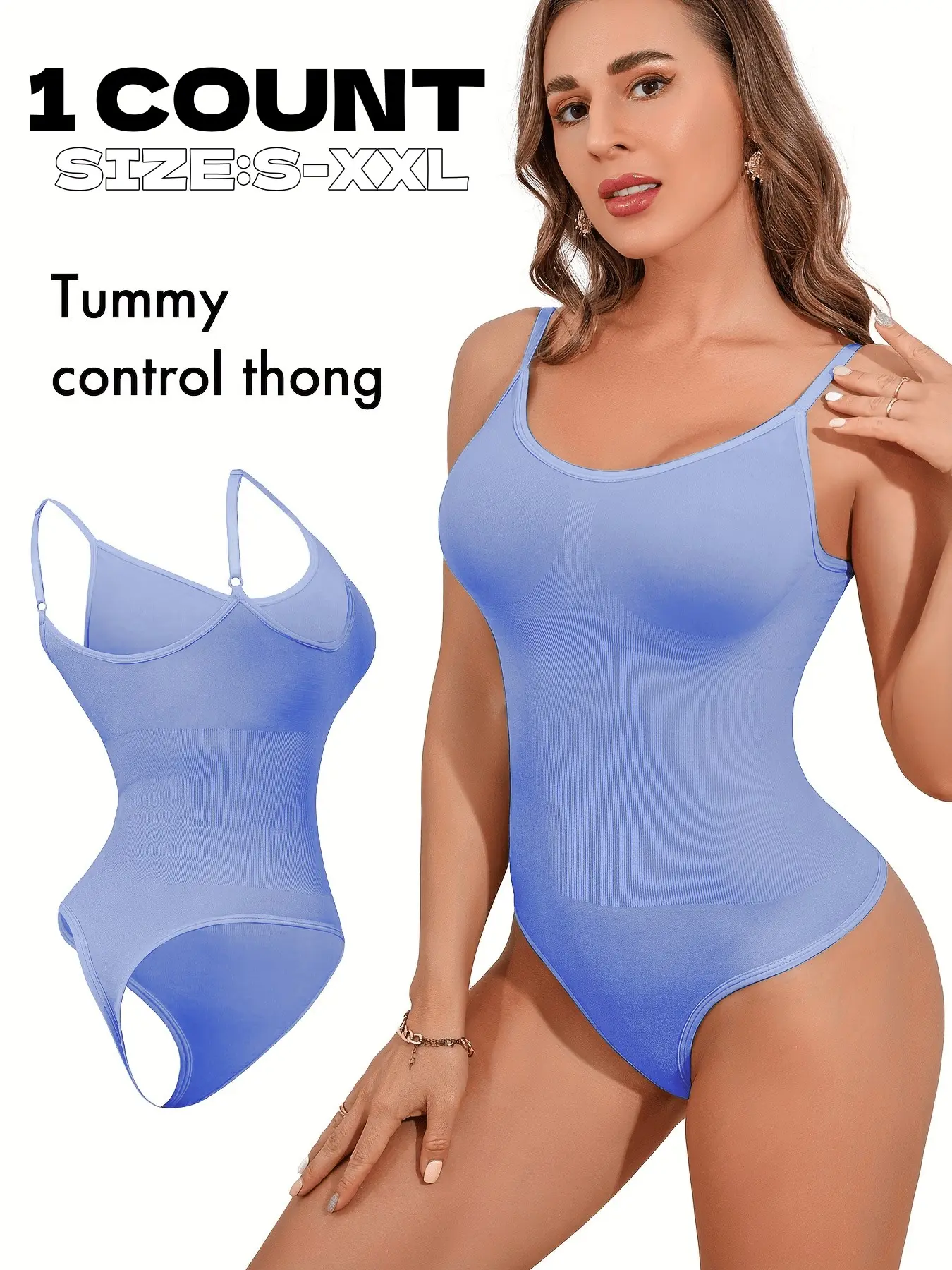 1piece Women's Vertical Stripe Halter Bodysuit, Adjustable Thin Straps, Waist Cinch, Seamless Shapewear, Elegant Style, All Seasons, Shapewear Tummy Control Bodysuit