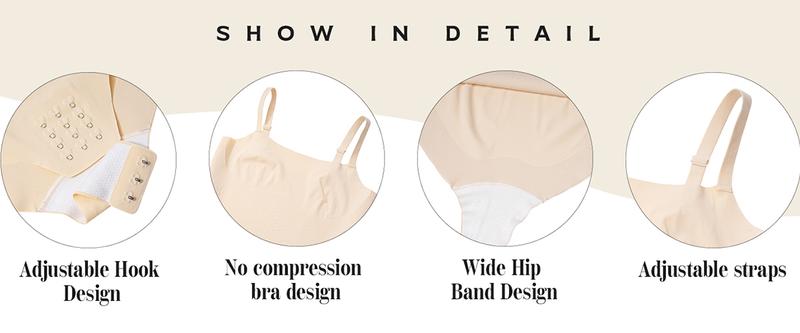 LEVAO Shapewear Bodysuits for Women Tummy Control Seamless Sleeveless Body Shaper Body Suit XS-XL