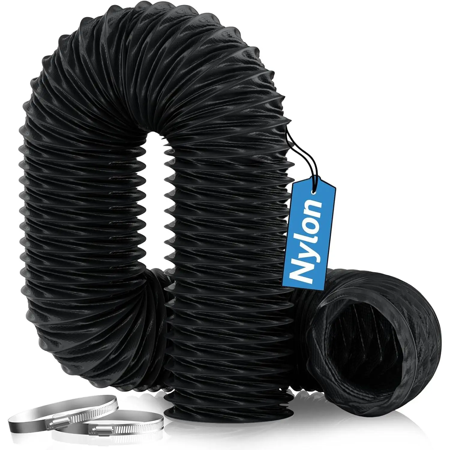 3" x 8-Foot  Heater Ducting, High-Heat Nylon Hose, Black | Woven nylon, for  heaters/RVs/,  warm-air routing, resists kinks, 3-inch x 8-foot, black