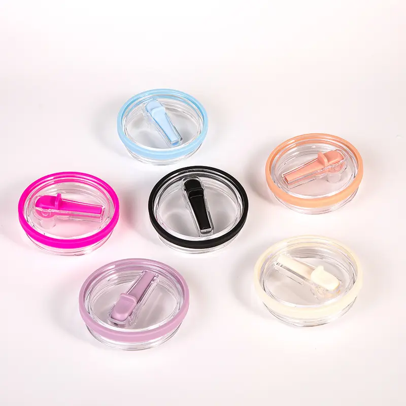 30oz Travel Tumbler Replacement Lid - Transparent Round Circular Black Design, Spill-Resistant Reusable Straw Cover, Multi-Color Cup Top for Drinkware