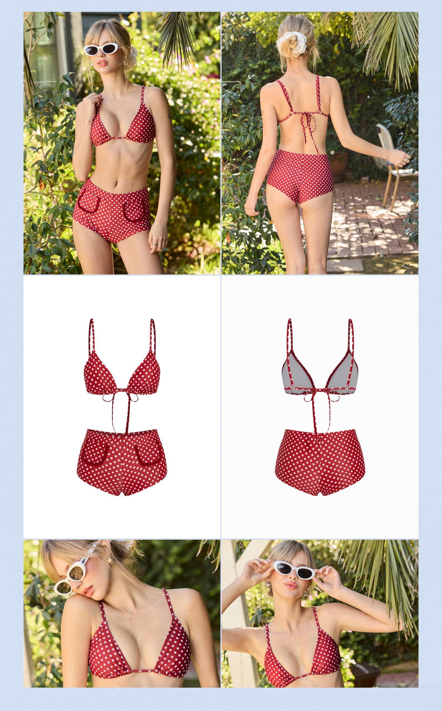 Cider Polka Dot Triangle Shorts Bikini Set