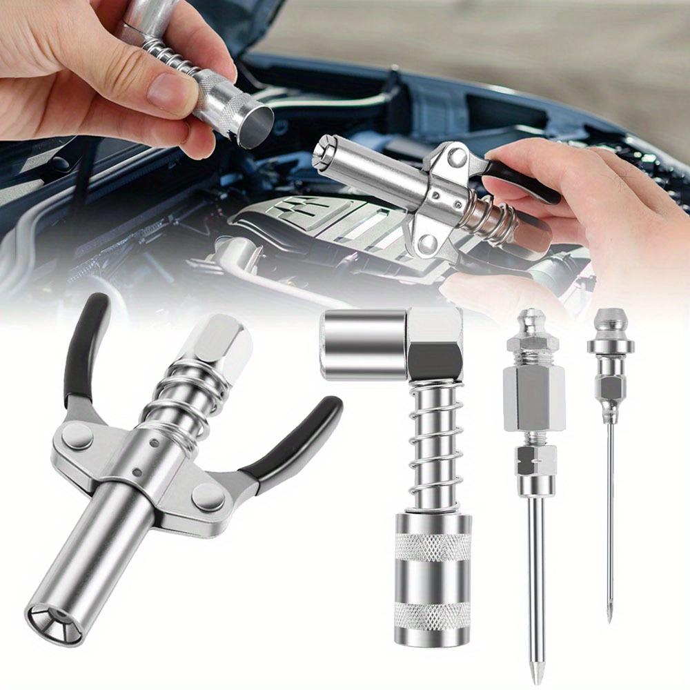 Grease Tool Fitting Kit 4Pcs 90 Degree Coupler Fitting Oil Pump Quick Release Nozzle Injector Lubricating Gun for Car Repair Carbon Steel