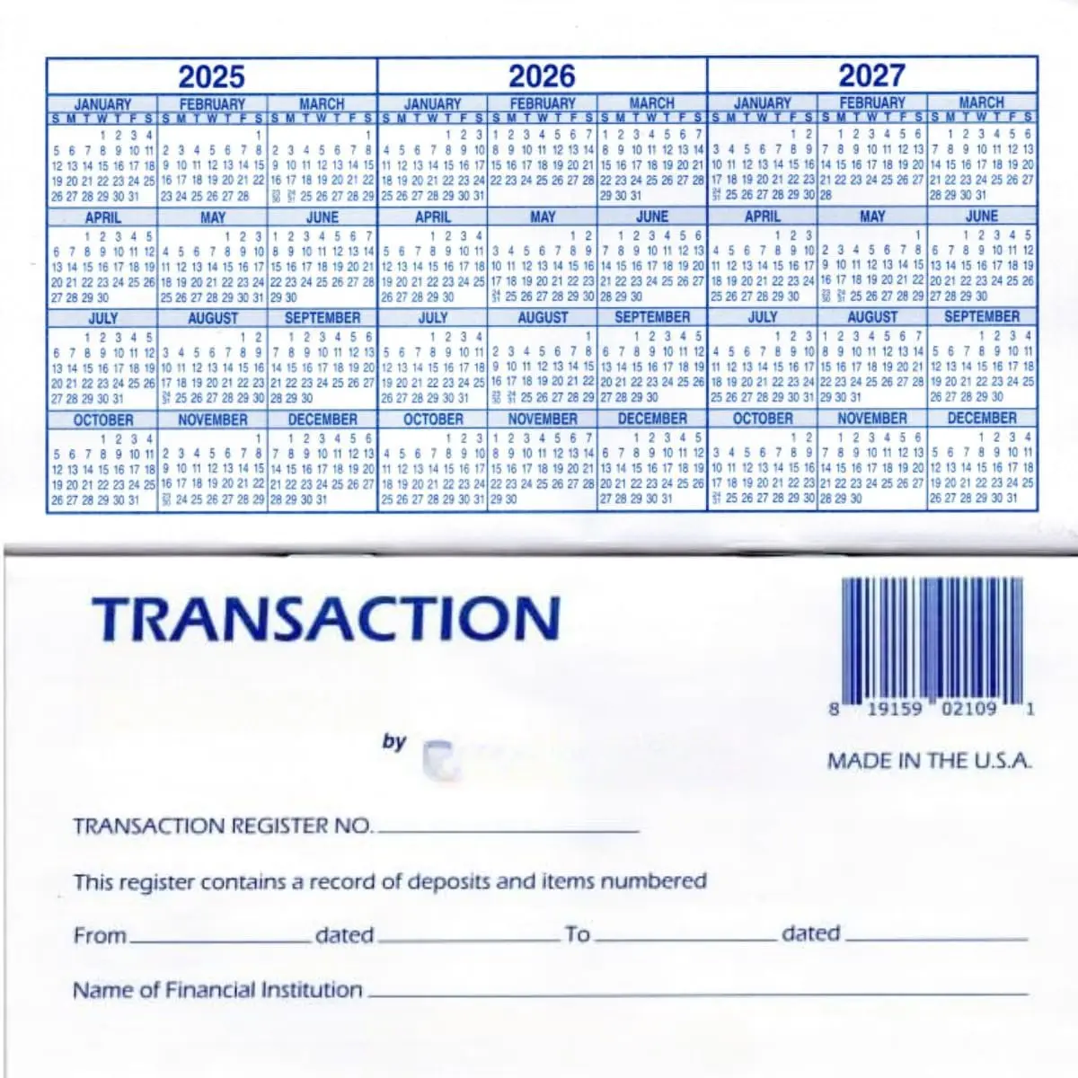 12 Check s for Personal Checkbook - Checkbook  Transaction s Log for Personal or Business  Checking Account, Saving Account