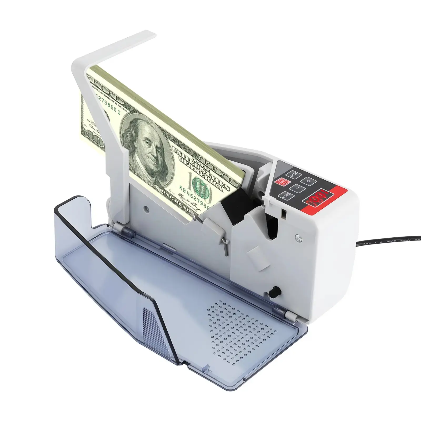 Money Counting Machine - Currency & Coin Counter with Rubber Grip, Batteries, LED Display, Bank Counterfeit Detector, Storage Bag (No Warranty)